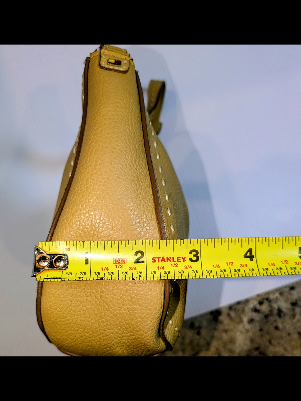 Tommy Hilfiger Mustard Yellow Pebbled Faux Leather Mini Shoulder Bag Y2K - Picture 9 of 12
